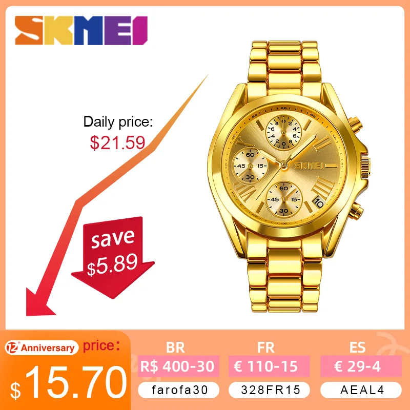 

SKMEI модные японские часы с секундомером для женщин Роскошные Кварцевые женские наручные часы женские водонепроницаемые часы с датой reloj mujer