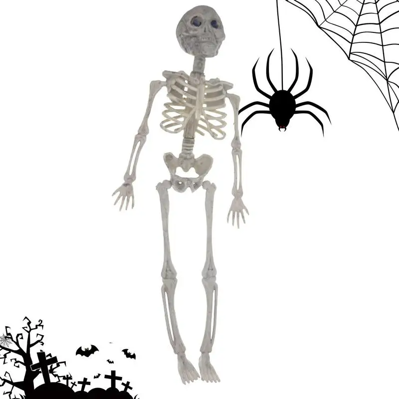 

Новый 16-дюймовый Хэллоуин скелет ужас светящийся подвижный Череп Скелет реквизит для Хэллоуина призрак Фестиваль подвижное украшение черепа