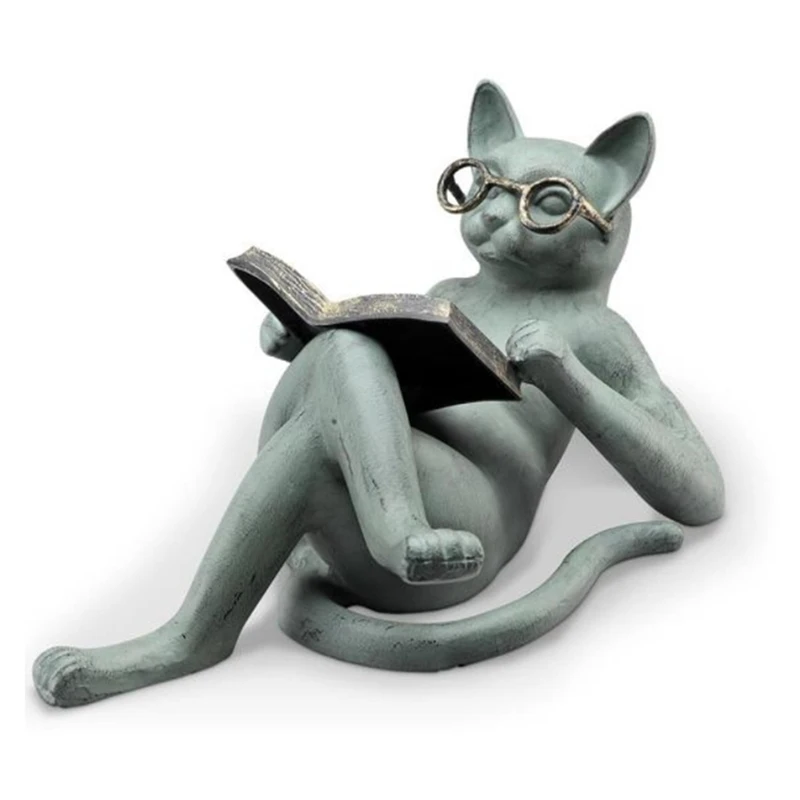 

Resin Lying Cat Reading Figurine, 18X5X5 Cm