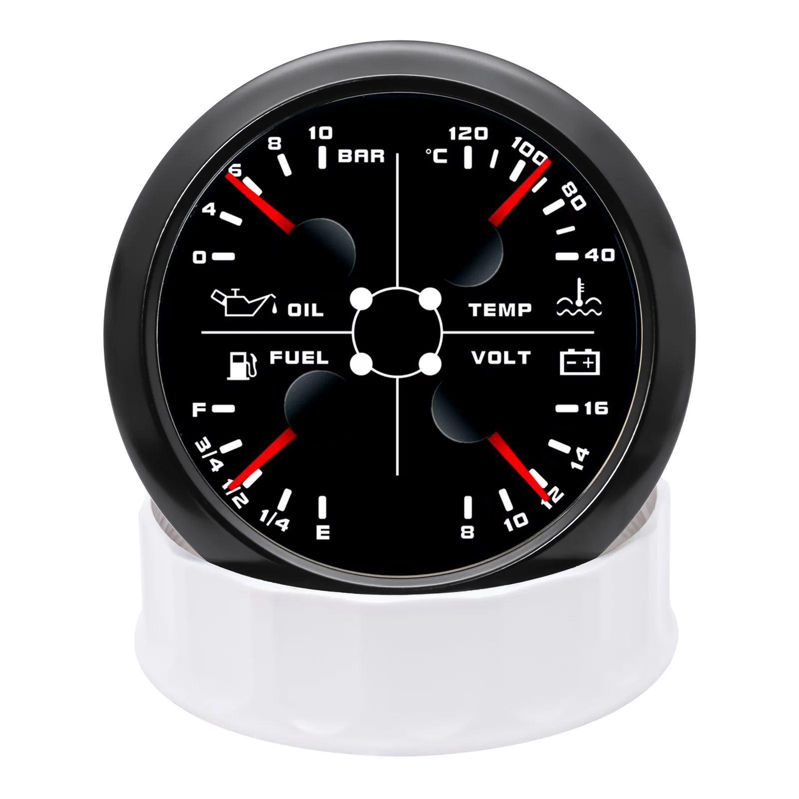 

HD 85 мм 4 в 1 Многофункциональный давление масла/температура воды/вольтметр/уровень топлива 0-190 Ом 240-33 Ом 40-120 ℃ Температура с сигнализацией