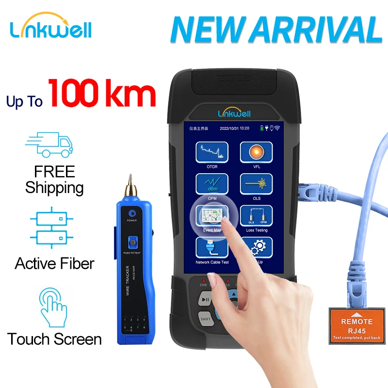 Active fiber Smart OTDR 1 24-22dB Touch Screen Event Map OPM VFL Laser Source RJ45 Optical Cable  Fiber Tester