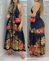 chaxiaoa 1 piece summer 2022 womens floral print sleeveless elegant vacation casual maxi dress