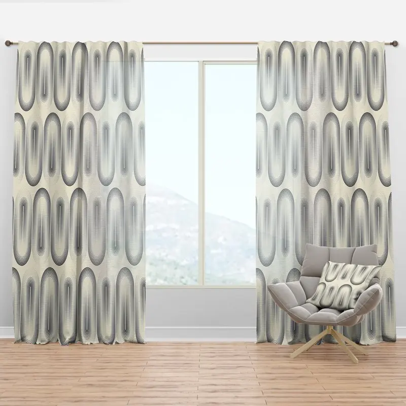 

128 characters: Retro Curved Geometric Modern Mid-Century Awesome Ornament I' Curtain Panel for Home Decoration 156 characters: