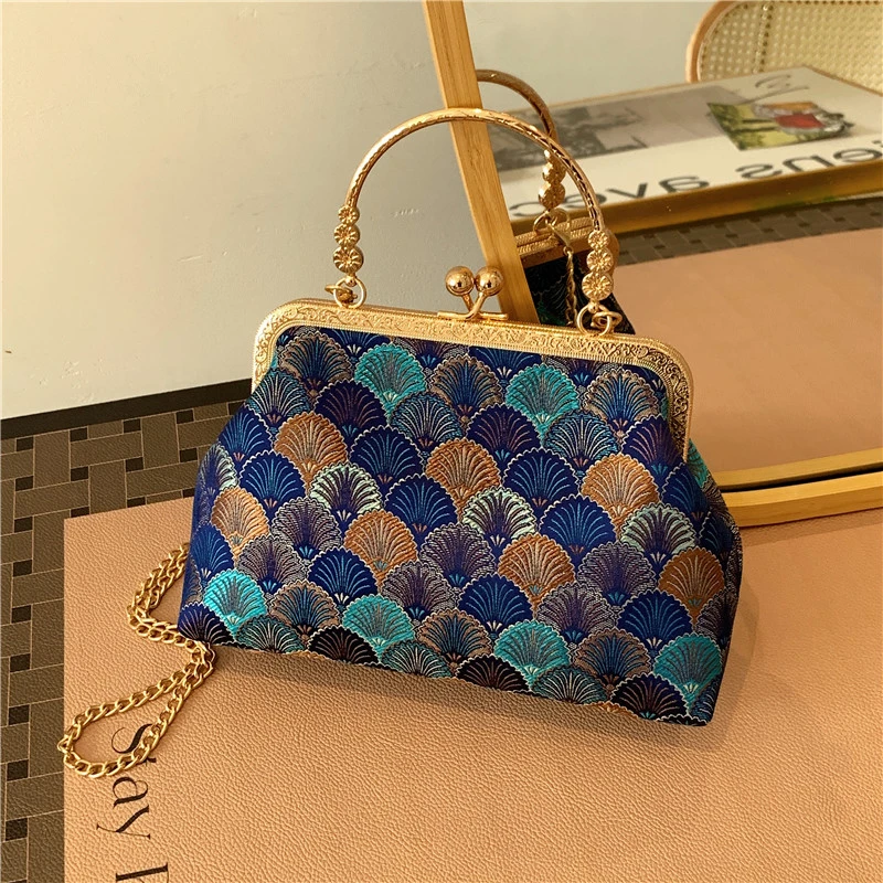 

Сумка на плечо женская с цепочкой, Роскошный дизайнерский саквояж на застежке, модный брендовый вечерний чемоданчик кросс-боди с цветочным принтом, повседневный тоут