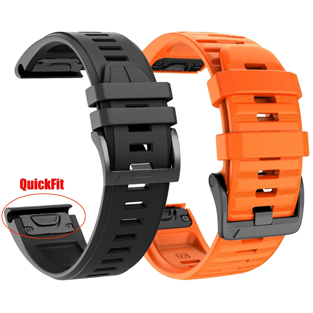 Силиконовый ремешок QuickFit 22 мм 26 для Garmin Enduro 3/Fenix 8 E 7X 7 Pro Solar/6X/Epix/Forerunner 965/Instinct 2X