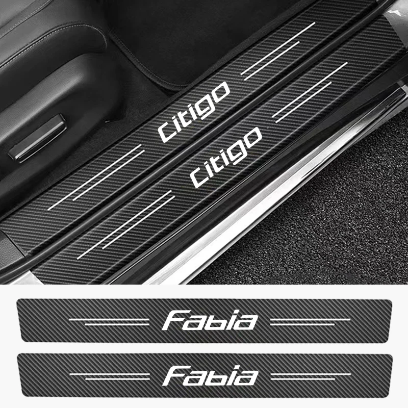 4 шт. карбоновые защитные полосы для дверей автомобиля Skoda CITIGO FABIA KAMIQ KAROQ KODIAQ octavia