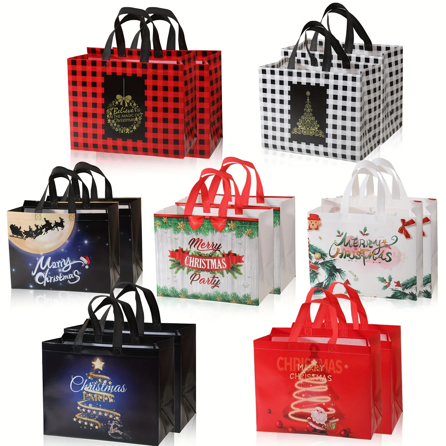 

Рождественские подарочные пакеты, нетканый материал, 14 штук