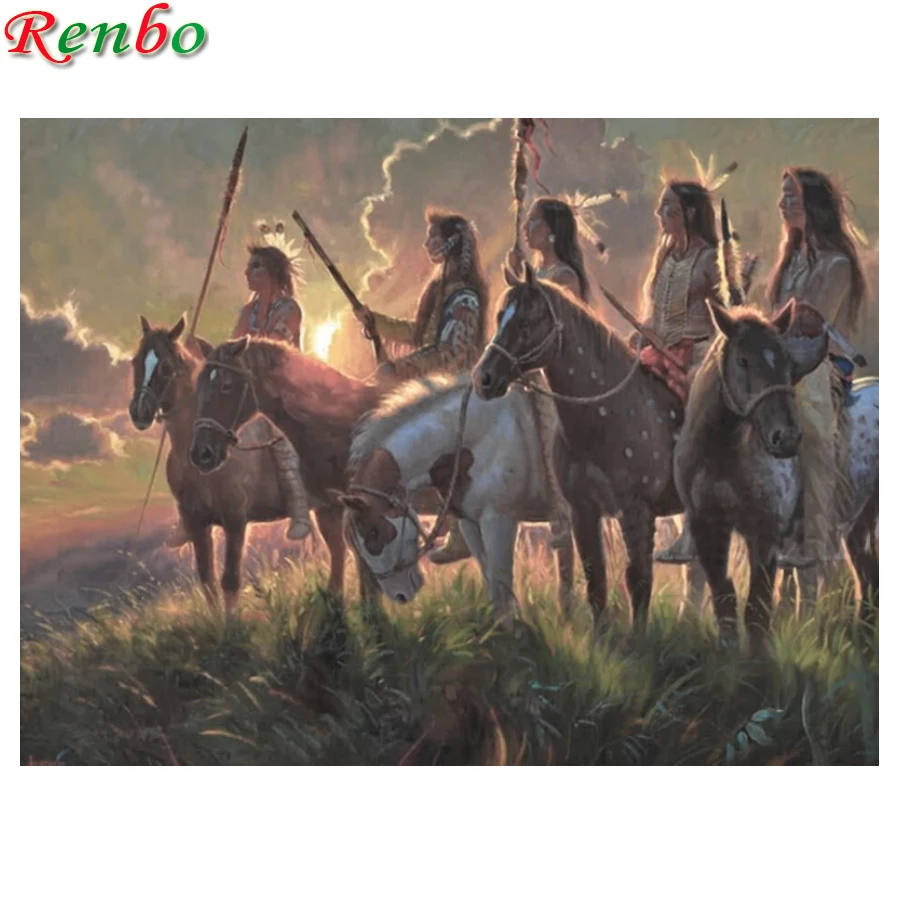 Алмазная 5D картина сделай сам бриллиантовая мозаика воин алмазная вышивка закат