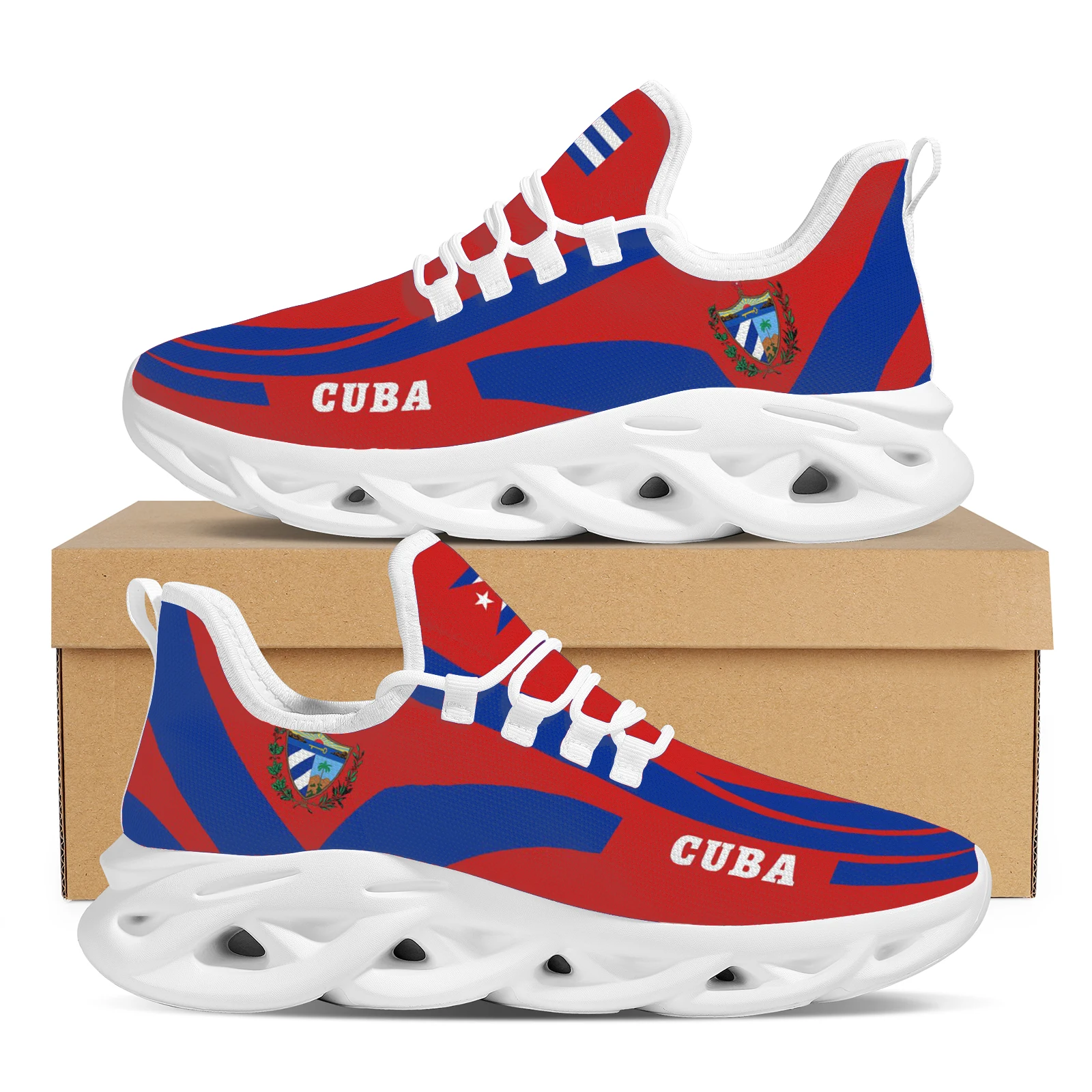 

Breathable Casual Running Shoes Cuban Flag Print Platform Sneakers Women Lace Up Vulcanized Shoes Zapatos Light Cozy Footwear