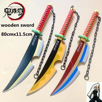 demon slayer wooden sword 80cm 11 sun wheel knife tianyuan knife sound column anime weapon model kid toy cosplay boy gift