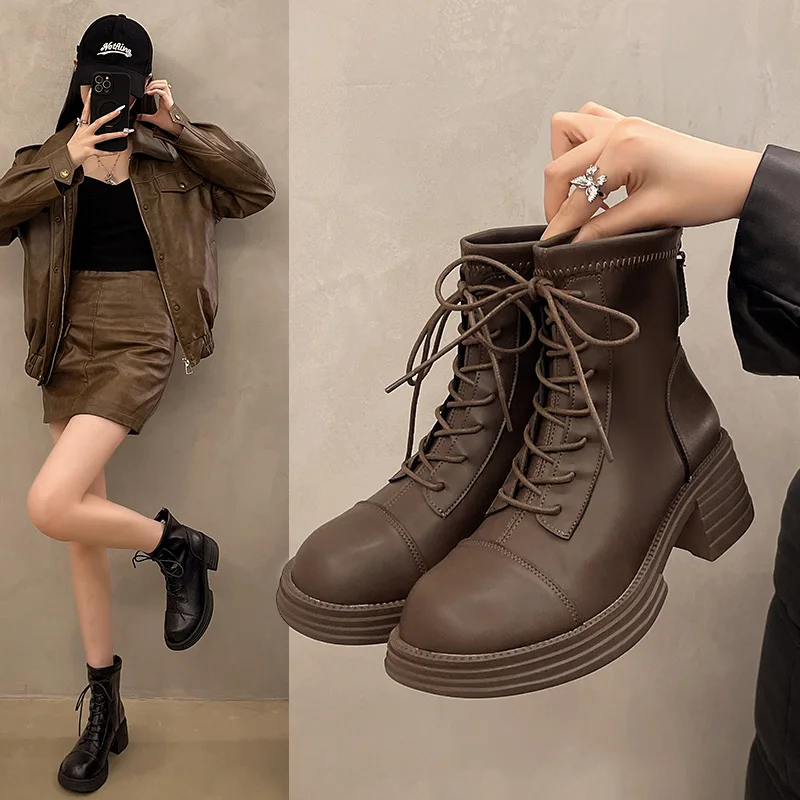 Женские ботинки на высоком каблуке Туфли шпильке из резиновой ткани Рим