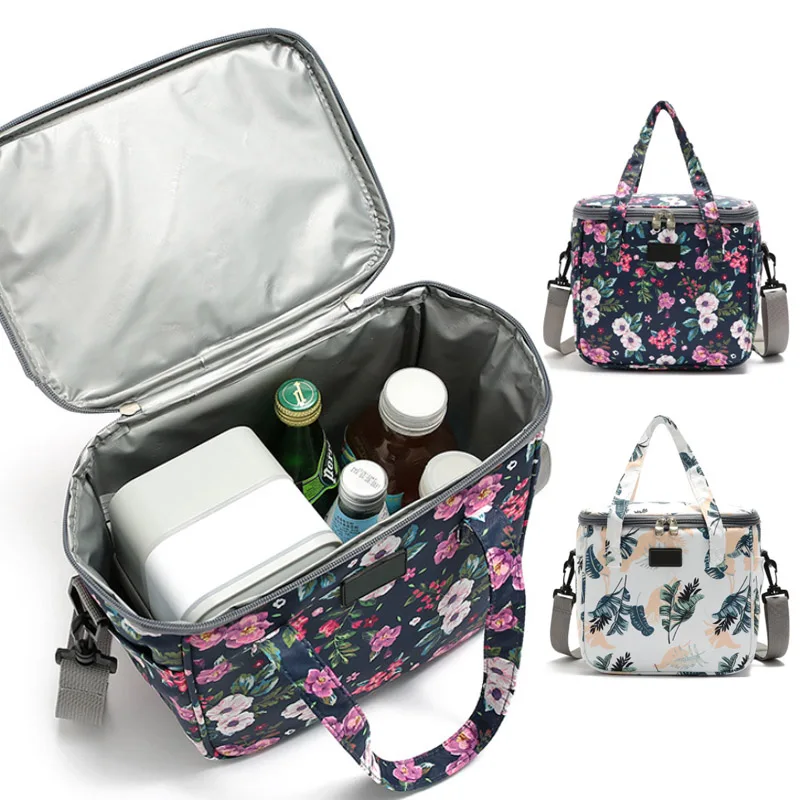 7L Floral Picnic Bag Fashion Thermal Food Picnic Lunch Bag for Women Milk Beer Cooler Lunch Box Portable Multifunction Lunch Bag
