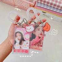cute women student card holder cover photo protector idol photo sleeves animal sticker card holder stationery photocard keychain