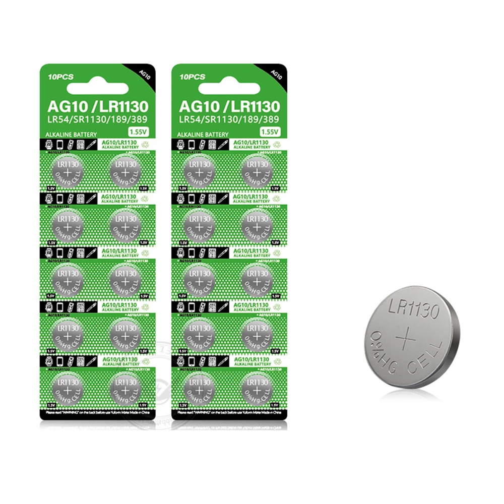 

Original AG10 LR54 Cell Coin 1.55V SR54 389 189 LR1130 SR1130 Alkaline Button Batteries for Watch Toys Remote