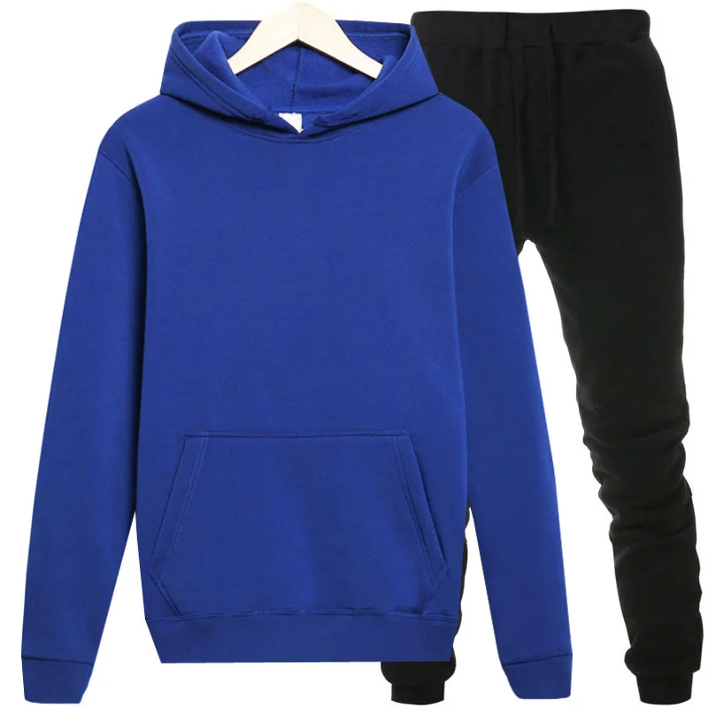 

Autumn Winter Two-piece Tracksuit Jogging Suits For Women Sport Suits Patchwork Hooded Running Sets Sweat Pants