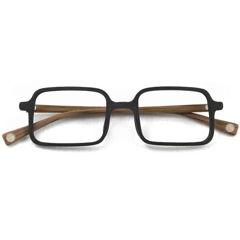 

New Japan Style Square Classic Myopia Eyewear Wood Grain Acetate Reading Prescription Glasses For Men Optical Eyeglass Frames