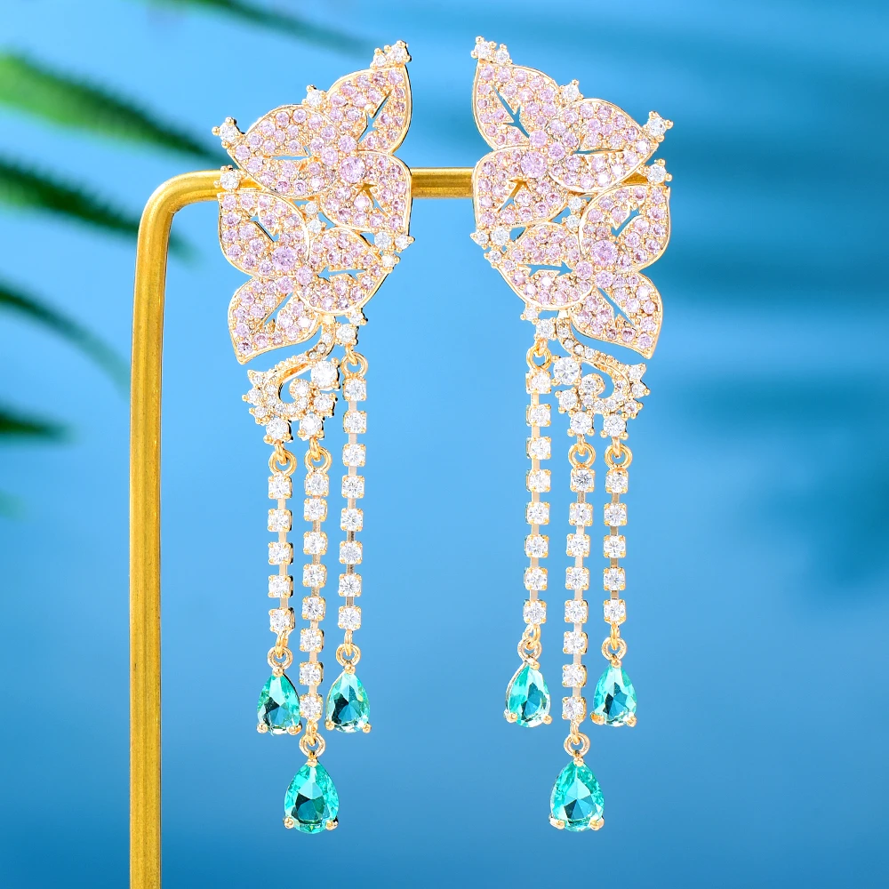 Kellybola Shiny Clear Charm Butterfly Drop Earrings Full Cubic Zirconia for Women Wedding Trendy Bijoux New Gorgeous
