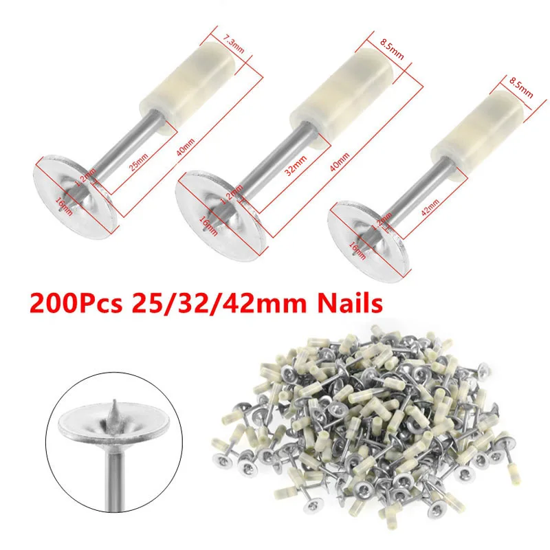 200Pcs 25mm/32mm/42mm Round Nail Manual Fire Round Nail Gun Fixed Peg Ceiling Artifact Diameter 7.3mm/8.5mm For Mini Ceiling Gun