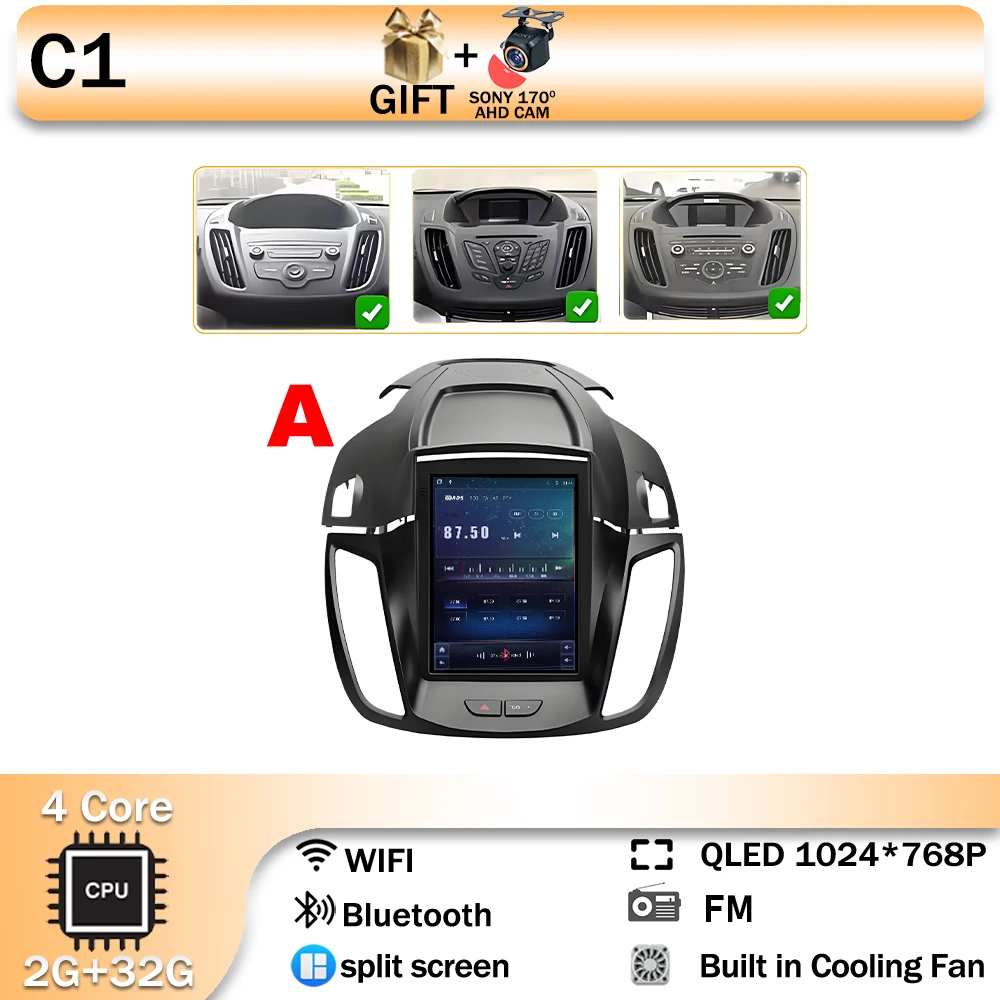 

9,7-дюймовый автомобильный радиоприемник Android 15 для Ford Kuga 2 Escape 3 2012-2019 4G LET Беспроводной стерео мультимедийный плеер CarPlay GPS BT DSP