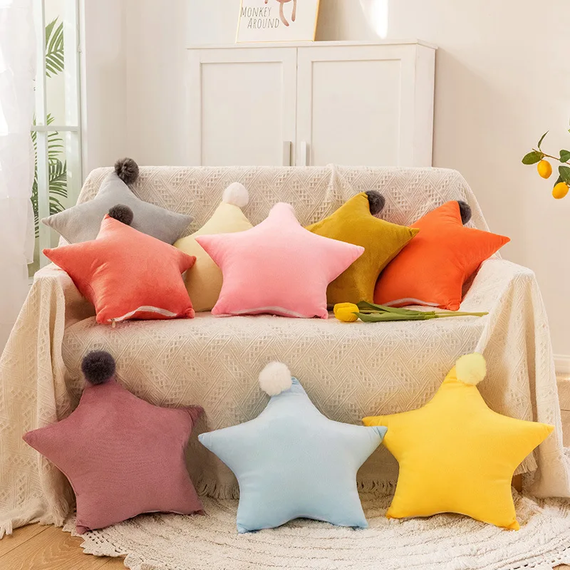 

Nordic Kids Room Nursery Decoration Star Pillow Cushion Plush Stuffed Soft Colorful Star Pillows For Home Bedroom Decoration