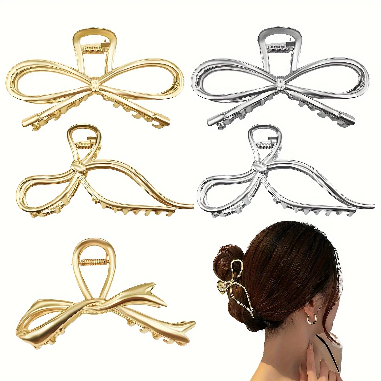 Большой сплавный коготь для волос женщин из золота и серебра