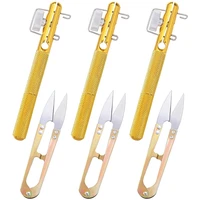 3 pcs fishing practical knot line tying knotting tool and 3 pieces u shaped scissors manual portable fishing supplies