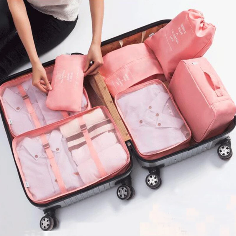 

7Pcs/set Travel Organizer Storage Bags Suitcase Packing Set Storage Cases Portable Luggage Organizer Clothe Shoe Pouch