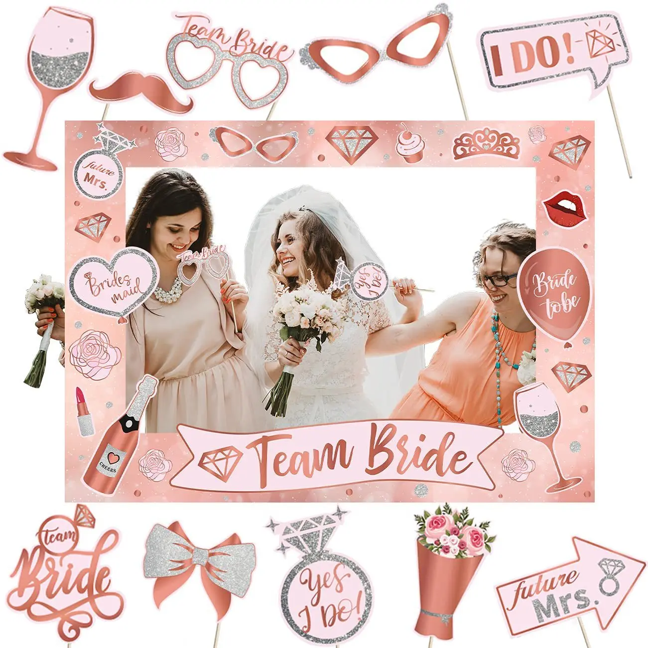 Bride To Be Bride Team Shooting Photo Frame Props Wedding Lady Hen Party Bridal Shower Yes I Do Bachelor Party Supplies
