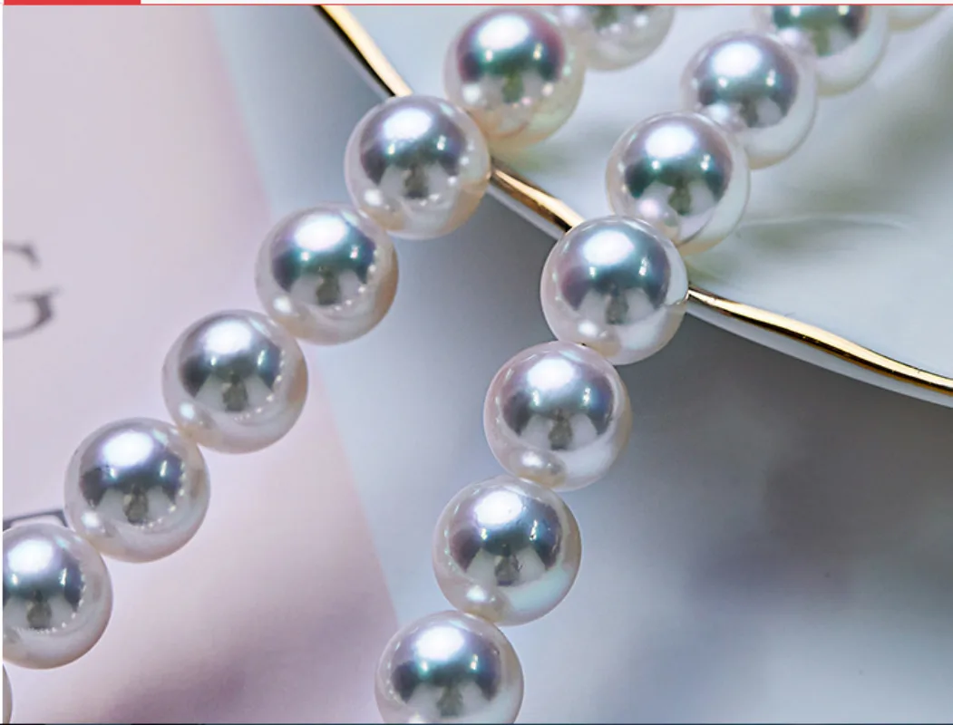 Ожерелье из серебра 925 пробы с натуральным жемчугом 17 дюймов 8-9 мм