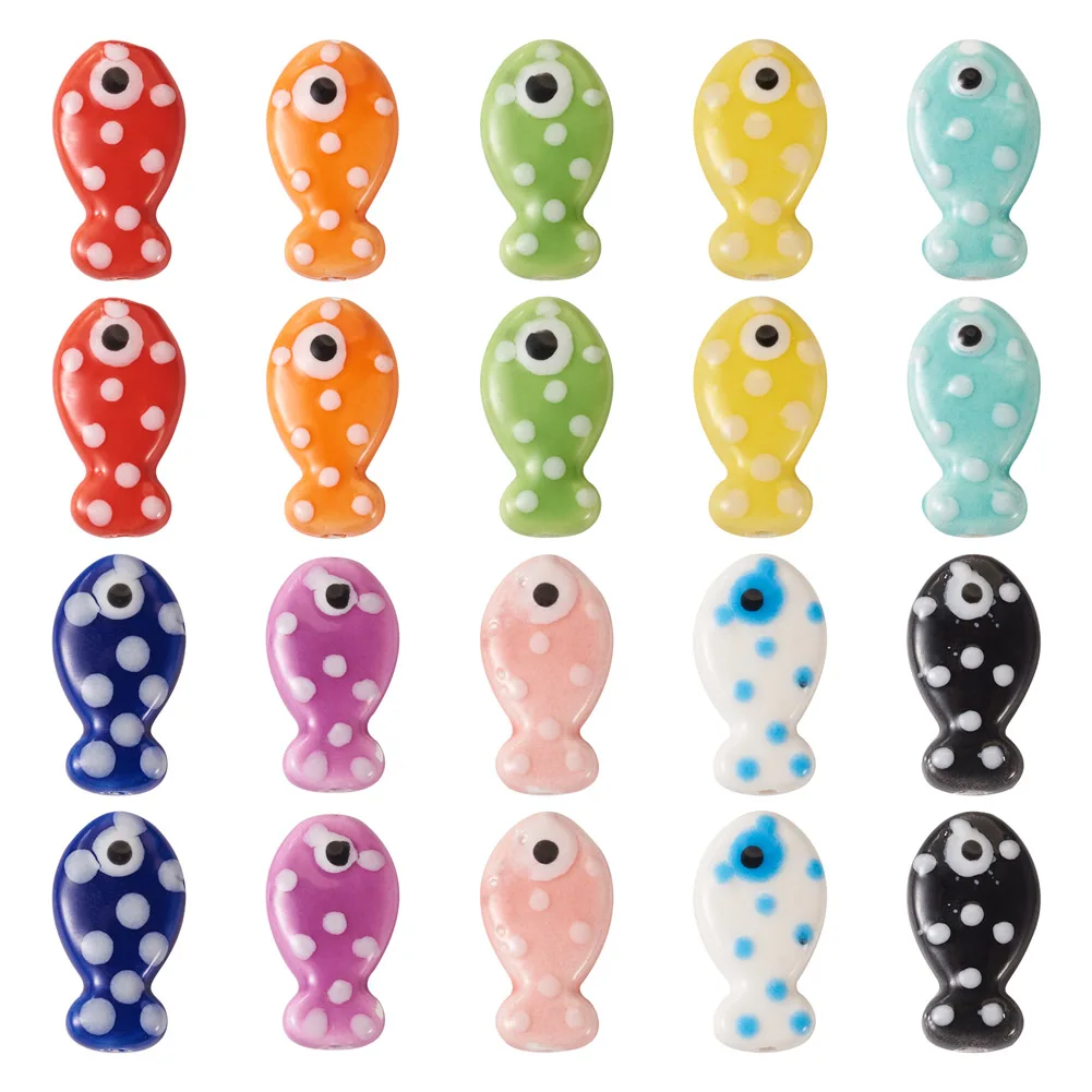 Фарфоровые рыбьи бусины ручной работы 20 шт./набор керамические аксессуары для