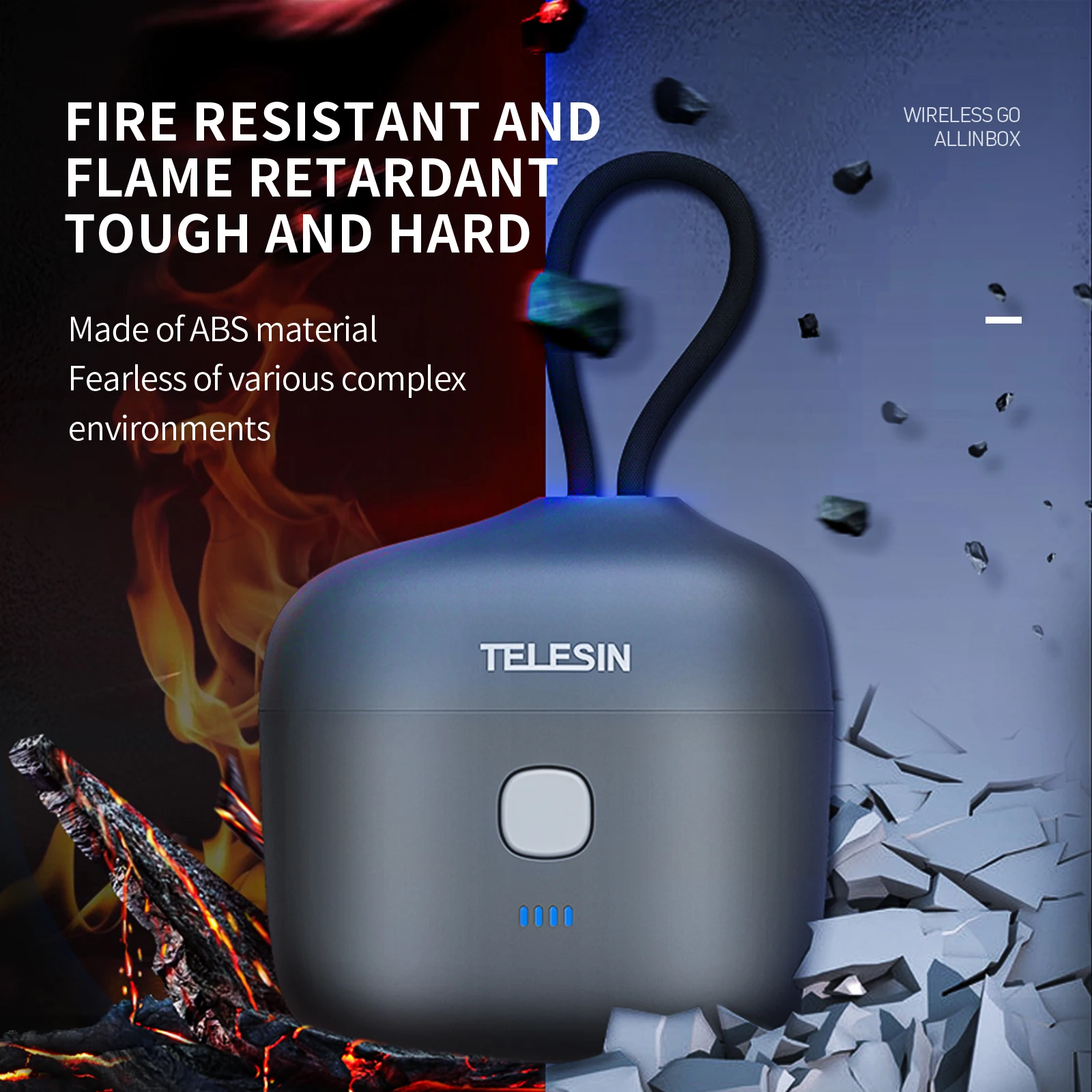 Charging Case TELESIN 4000mAh 18W Rode Wireless GO I II Wireless Lavalier Microphone One Charge 3-way Fast Charge Charger Box