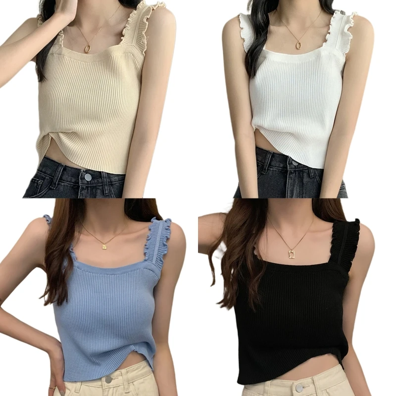 

Stylish Women Sexy Casual Tank Tops Camis Crop Tops Square Neck Sleeveless Vest