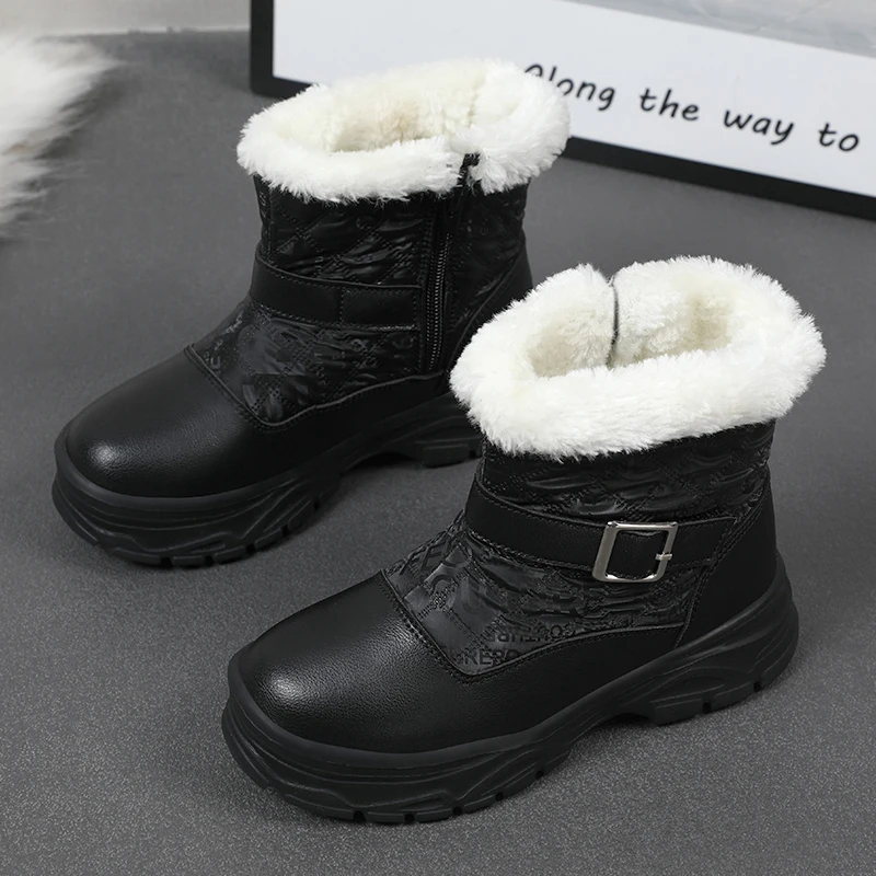 Girls Shoes Pink Boots 2022 Style Kids Snow Boot Winter Warm Fur Antiskid Outsole Plus Size 29 To 39 Children Boots For Girls enlarge