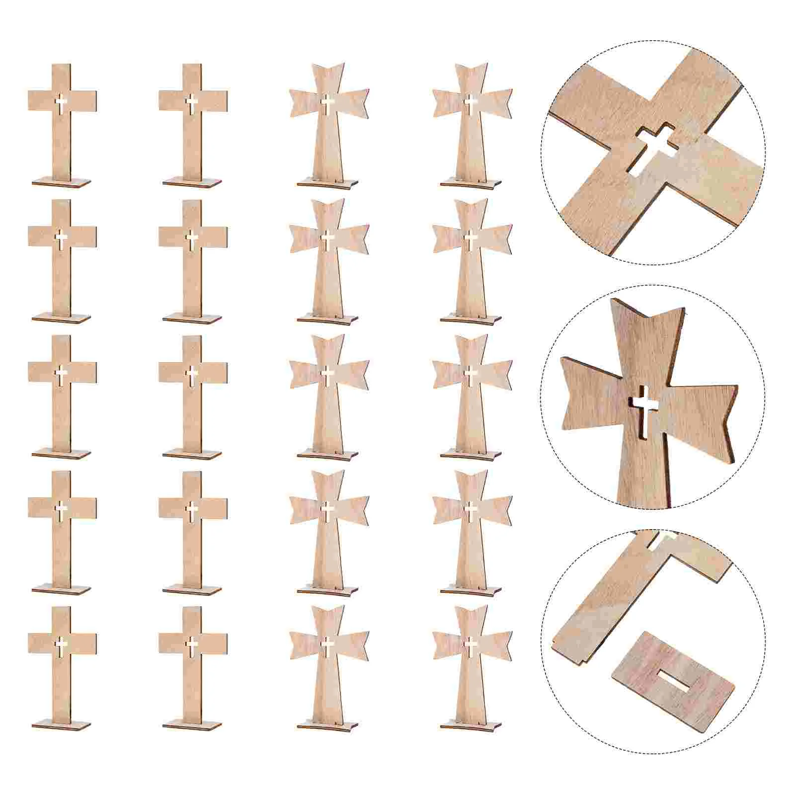 

20 Sets Altar Wood Cross Mothers Day Gifts Son Bulk Ornaments Wooden Cross Pendant Cross Charms Pendants Desk Topper