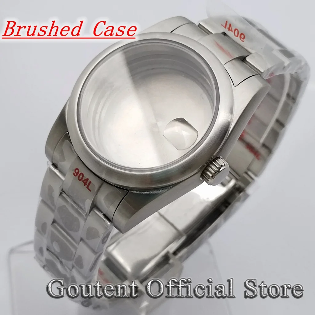 

Goutent 36mm/39mm Brushed Round Silver Sapphire Watch Case Fit NH35 NH36 Miyota 8215 DG2813 3804,ETA 2836 2824 PT5000 Movement