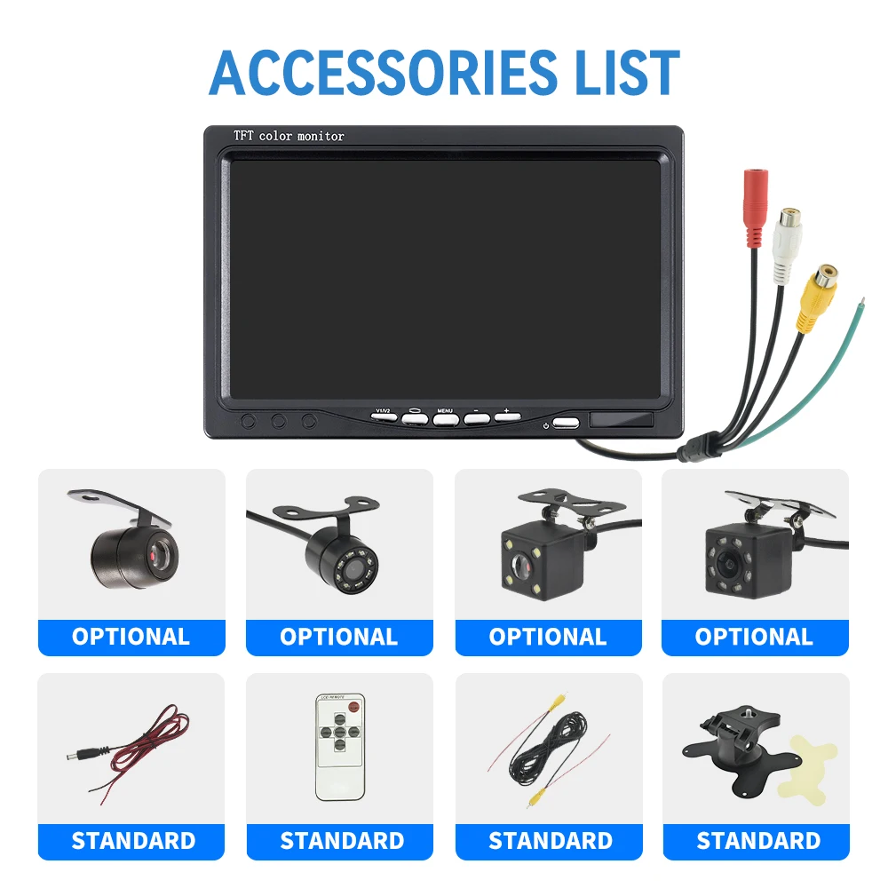 MJDOUD Автомобильная камера заднего вида для парковки автомобиля 7-дюймовый монитор