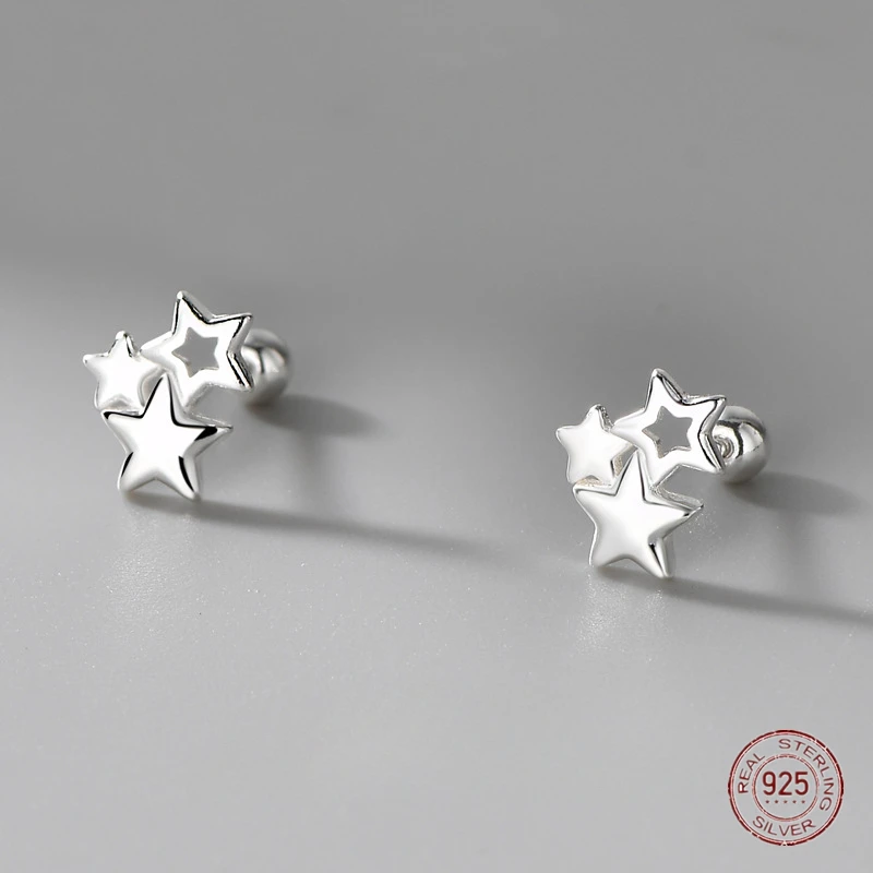 

Женские серьги-гвоздики из серебра 925 пробы с пятиконечными звездами