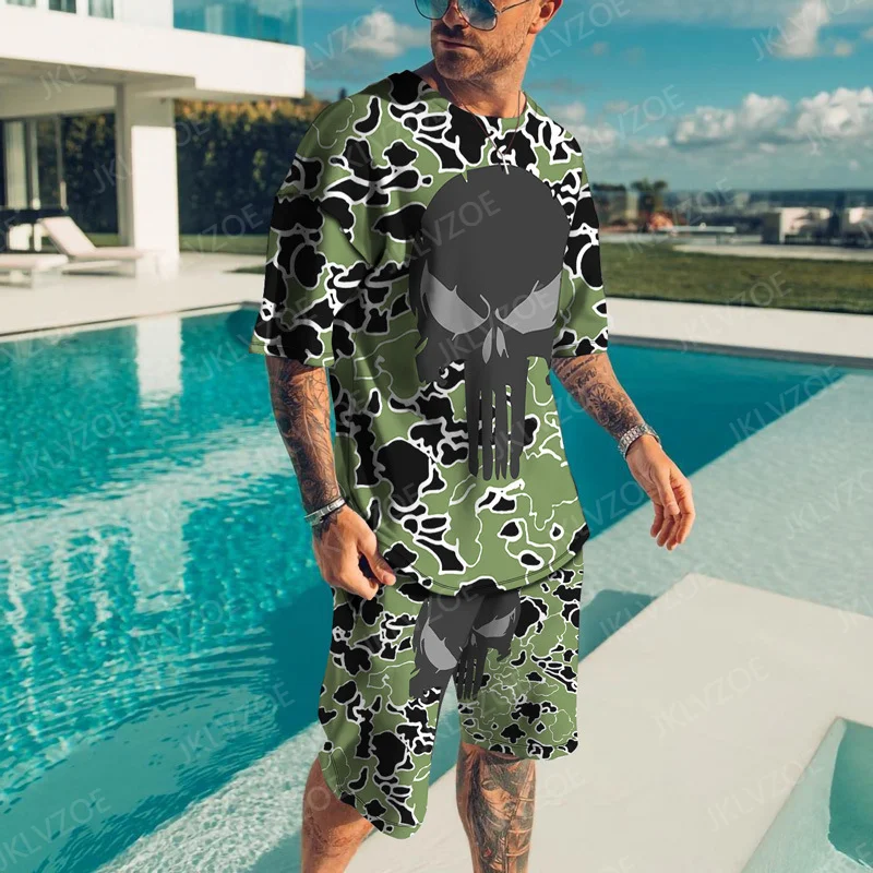 2023 Skeleton Series Men's Suit Sports Jogging Fear T-shirt Sportswear suit 3D printed Breathable Casual 2-piece Suit Men Summer