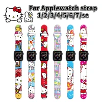 hello kitty strap for apple watch band 1 2 3 4 5 6 7 se silicone smartwatch watchband bracelet iwatch 40mm 38mm 42mm 44 mm band