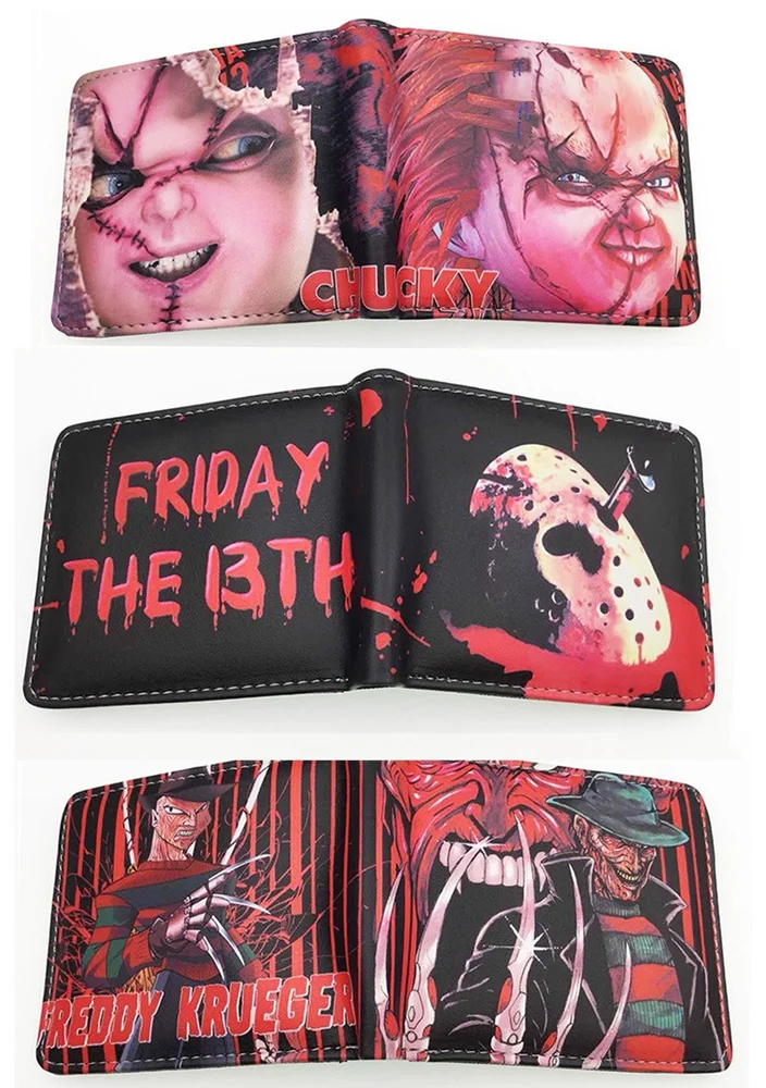 

Men Faux Leather Wallet friday 13th chucky nightmare on elm street Coin Purse Unisex Wallets ID/Credit Card Holder