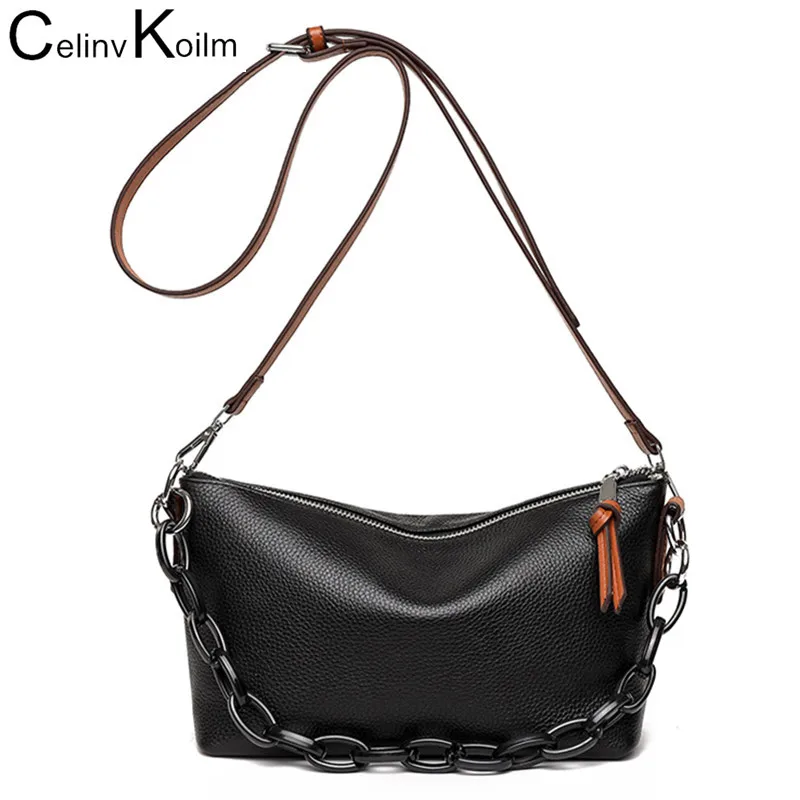 

Celinv Koilm Genuine Leather Crossbody Bags Women cowhide Female Shoulder Bag Fashion Wide Shoulder Strap Women Bag Bolsa sac