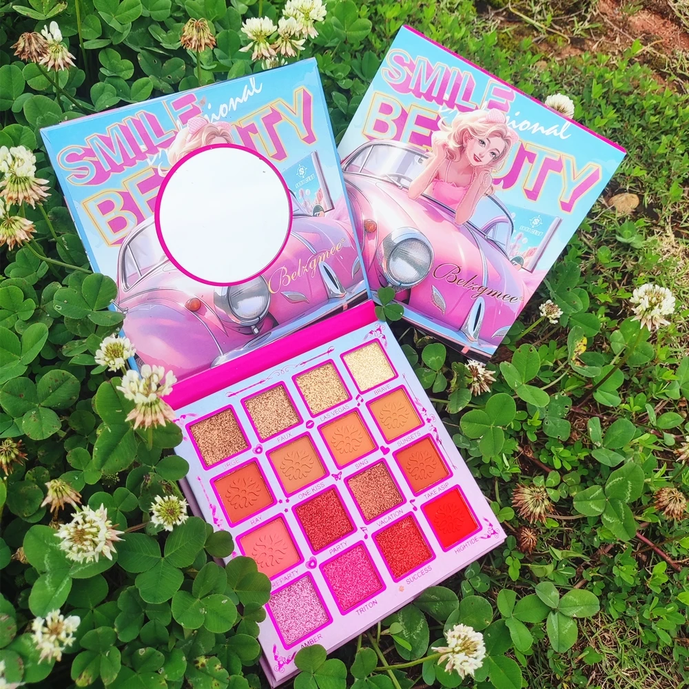Палитра косметических теней BELZGMEE 16 цветов с зеркалом