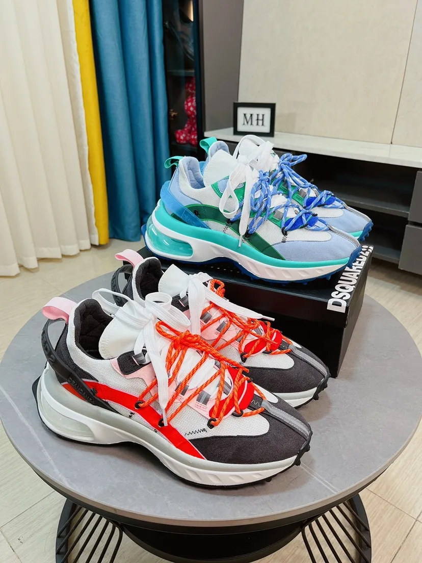 

2022 New Style Men Italy Brand Dsquared2 Running Air Shoes Breathable Sneakers Cross-tie Color Matching Patchwork Shoes 38-45