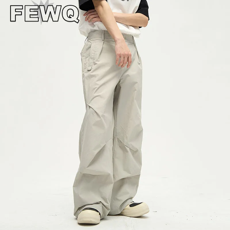 

FEWQ Y2k Men's Cargo Pants Niche Design Male Overalls Straight Vintage High Street Overalls Safari Style 2023 Smuuer New 24B2327