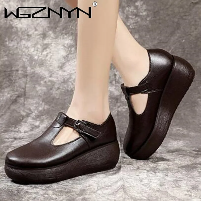 

2022 New Retro Women Shoes National Style Mary Janes Shoes Thick Sole Casual Shoes Ladies Platform Shoes Pump Zapatos Mujer