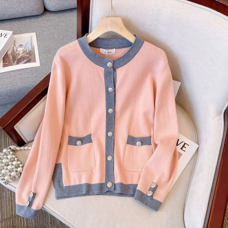 

Pink Elegant Vintage Knit Sweater Cardigan Women 2023 Autumn Stylish Fashion Ladies Knitwear Long Sleeve Single-breasted Jumpers