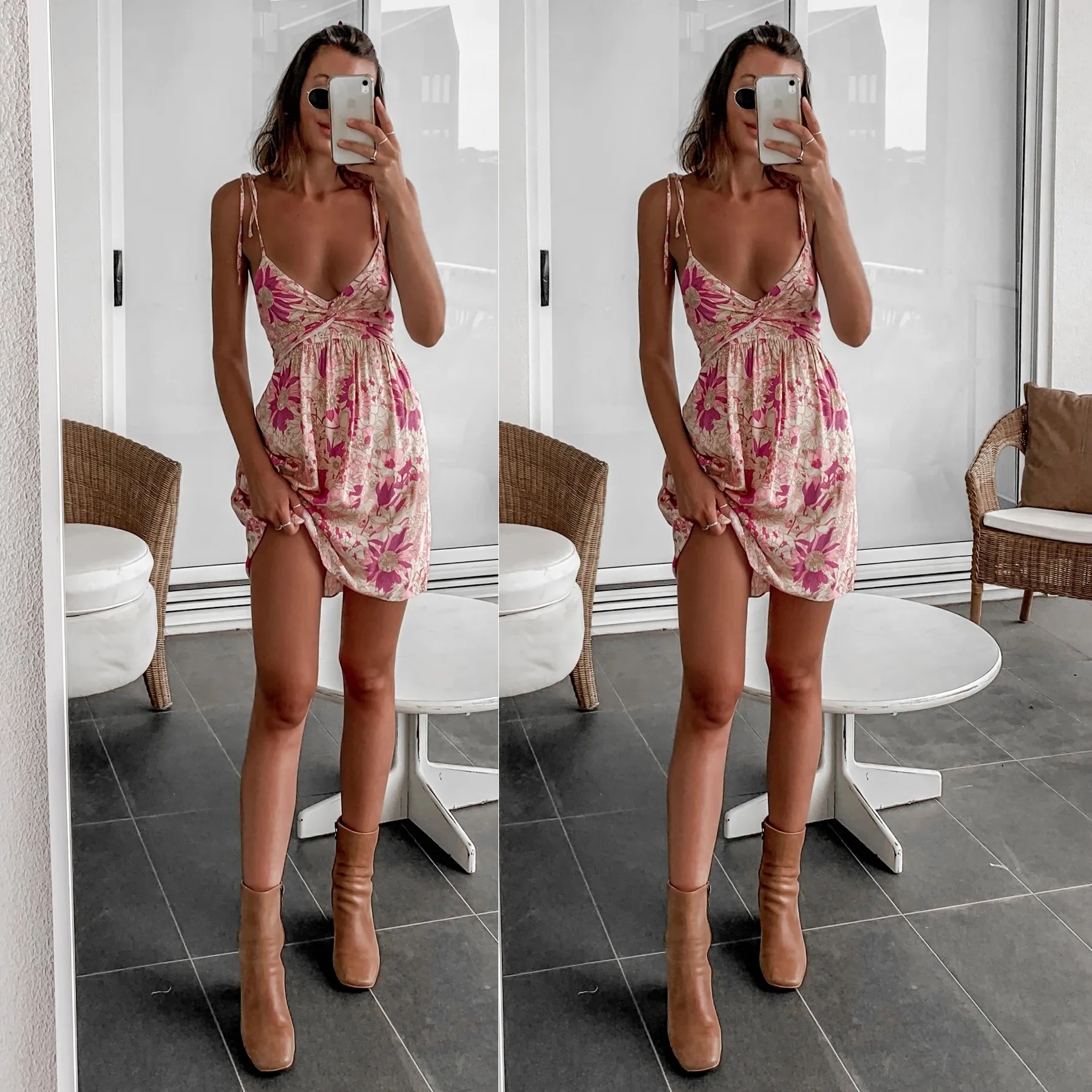 

Summer Boho Floral Print Dresses Chiffon Playsuit Women Summer Sexy Halter Sleeveless Rompers Backless Jumpsuit Beach Overalls