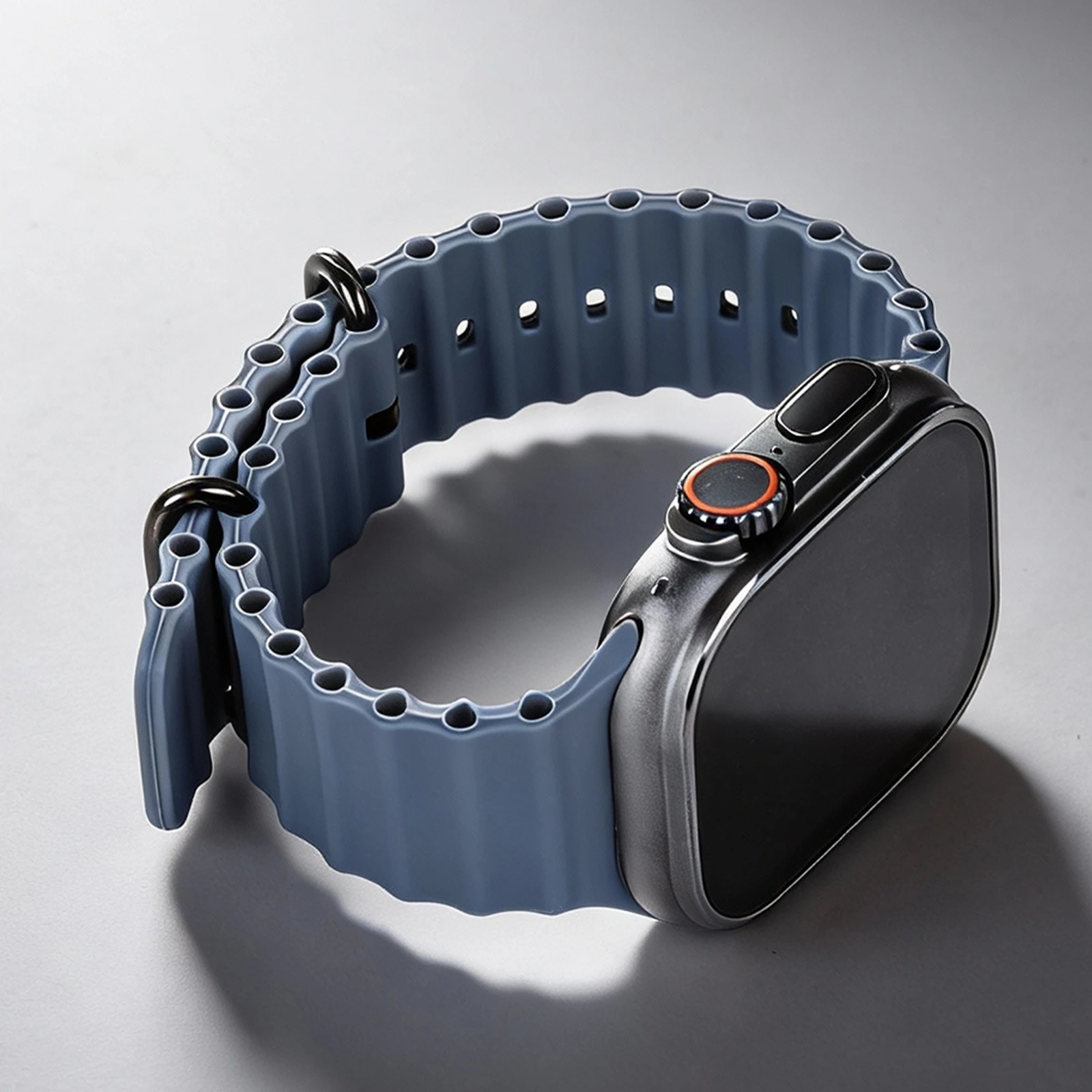 Фото Ремешок Ocean 1:1 для Apple Watch Ultra 3, 49 мм, 11, 10, 9, 7, 8, 6, SE, 46 мм, 45 мм, 44 мм, 42 мм, 40, 41, спортивный ремешок-браслет, Correa, ремешки для iWatch №1