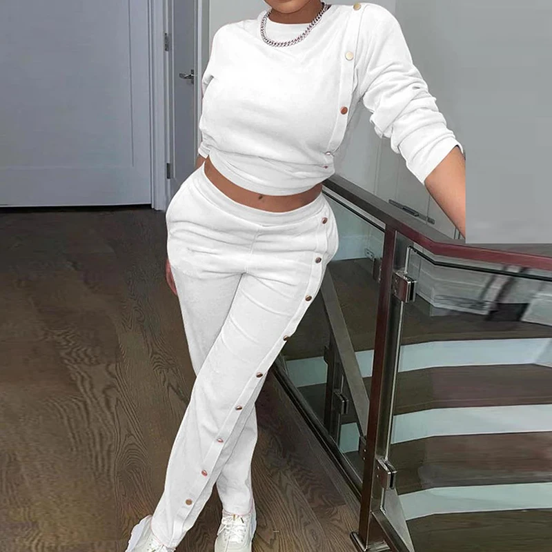 Комплект из двух предметов Женский Повседневная Толстовка с круглым вырезом и