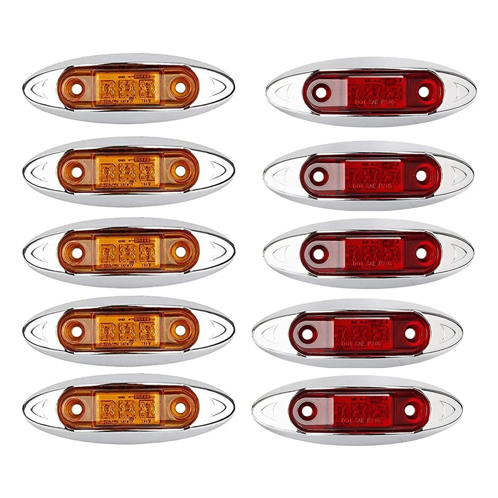 

Водонепроницаемые светодиодные лампы 10 шт, 3 светодиода с хромированным корпусом для грузовиков, прицепов, домов на колесах, кемперов, лодок
